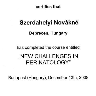 Certificate Of New Challenges In Perinatology