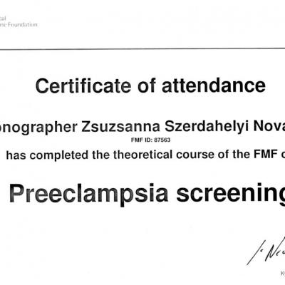 Certificate Of Attendance Preeclampsia Screening 2018